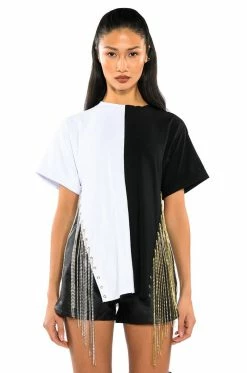ABOVE AVERAGE COLORBLOCK RHINESTONE DETAIL OVERSIZED TEE