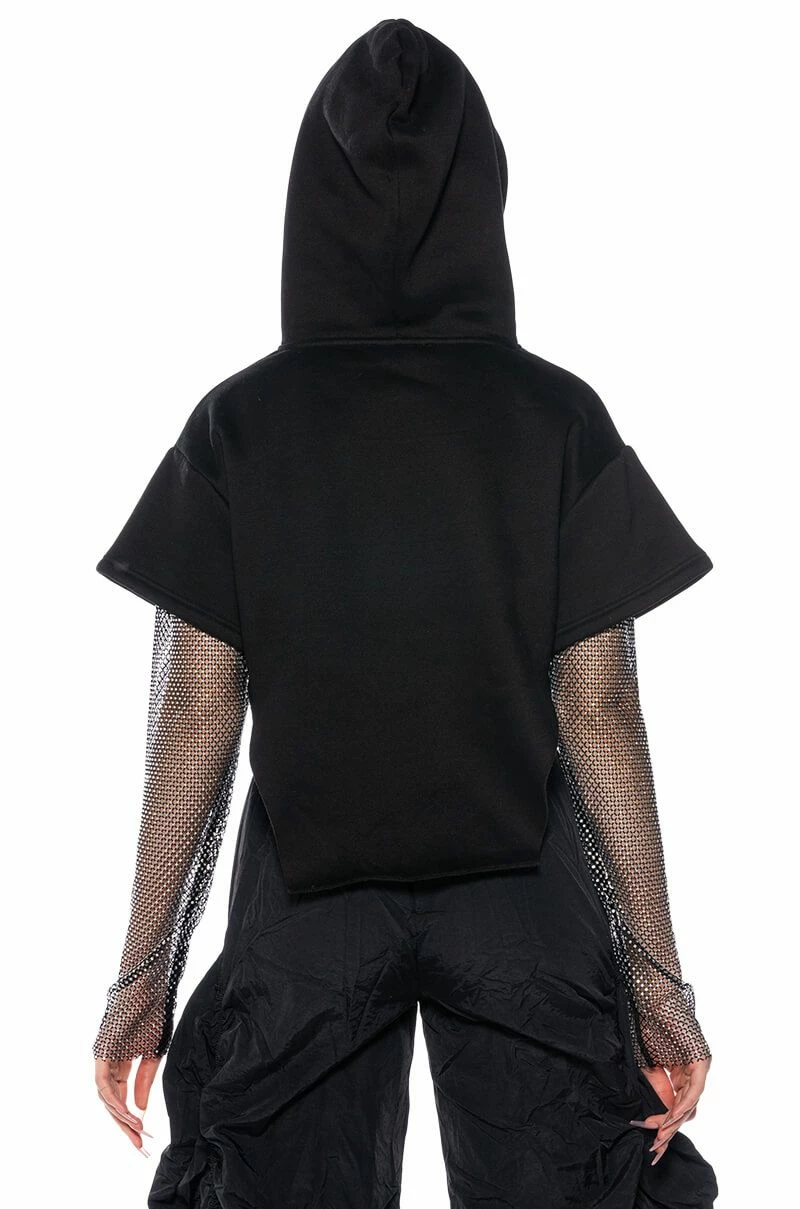 ALL I GOT SHORT SLEEVE RHINESTONE DETAIL HOODIE - Image 6