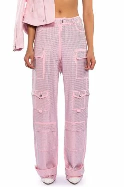 AMMO BONNE SOIREE RHINESTONE CARGO PANTS IN PINK