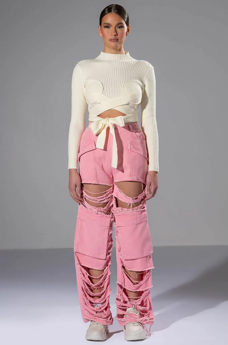 BESTIES FAVORITE DISTRESSED CARGO PANTS - Image 2