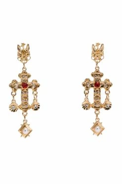 CROSS MY HEART EMBELLISHED DROP EARRINGS