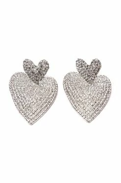 CROSS MY HEART EMBELLISHED EARRINGS