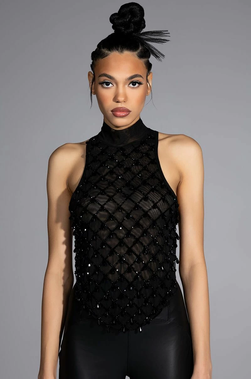 DATE NIGHT BEADED CROP TOP