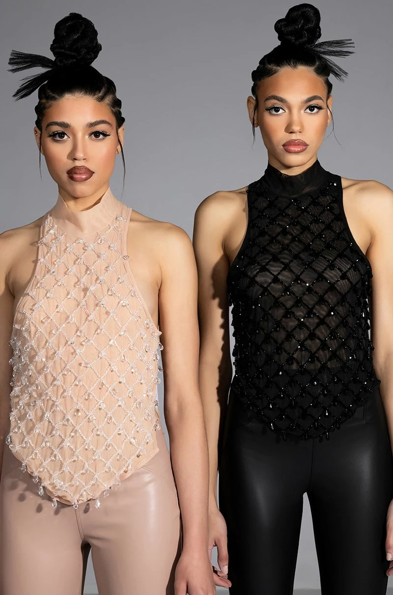 DATE NIGHT BEADED CROP TOP - Image 2