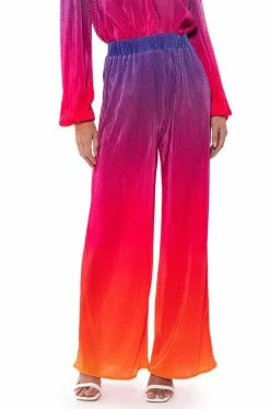 DAY TO NIGHT PLEATED SATIN WIDE LEG PANTS IN RED MULTI