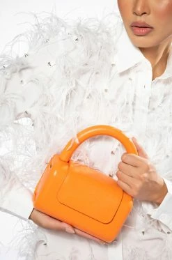 EVERLY PU BOX BAG IN ORANGE