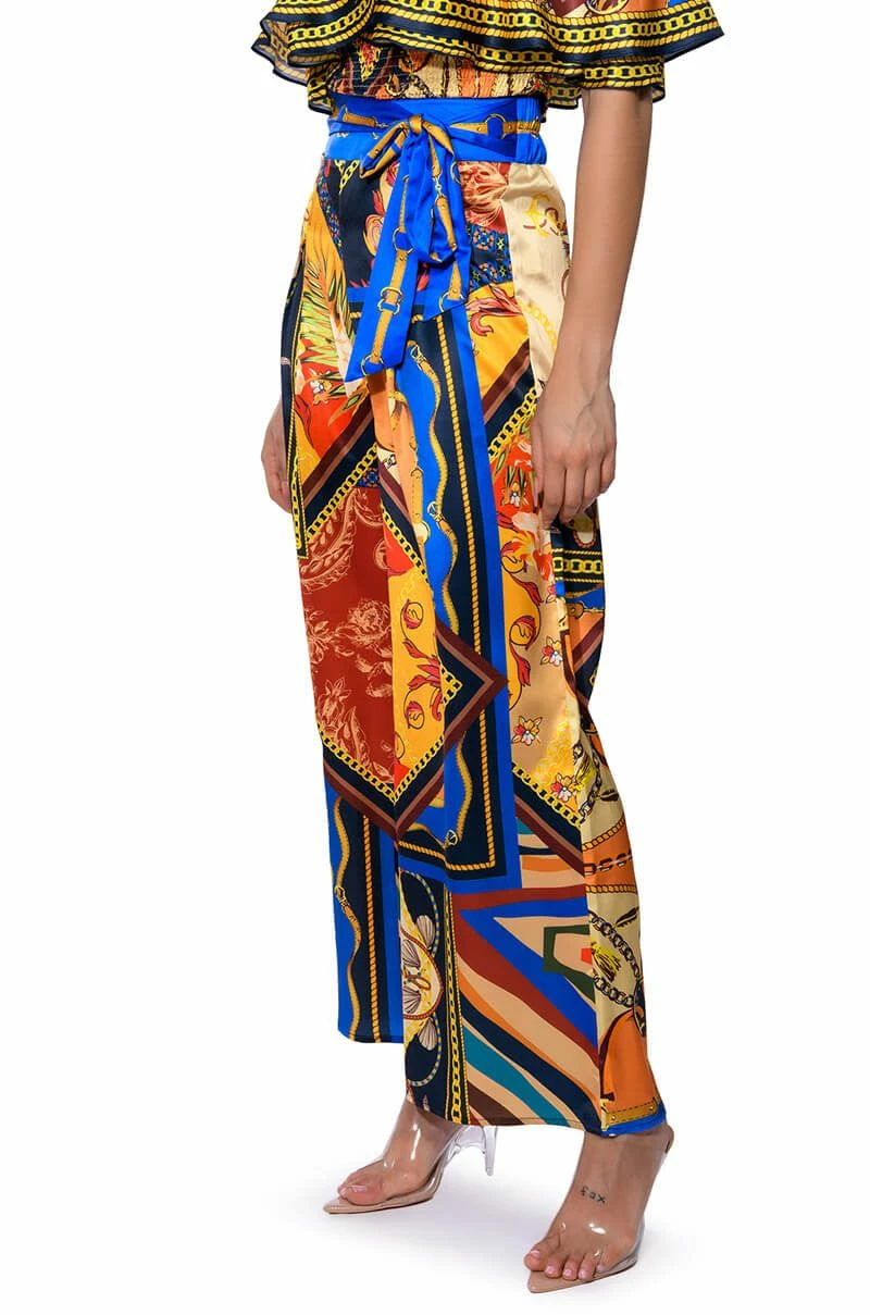EZRA PRINTED TIE FRONT PALAZZO PANT - Image 2