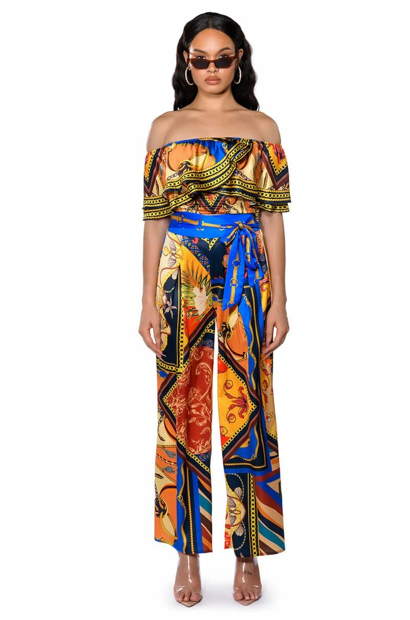 EZRA PRINTED TIE FRONT PALAZZO PANT - Image 3