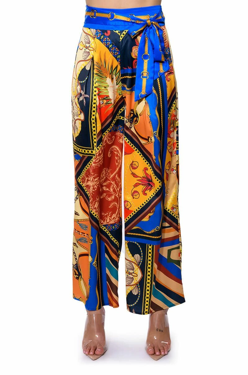 EZRA PRINTED TIE FRONT PALAZZO PANT - Image 5