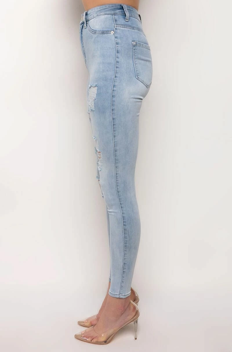 FLEX-FIT EXTREME STRETCH HIGH WAISTED DISTRESSED SKINNY JEANS - Image 6