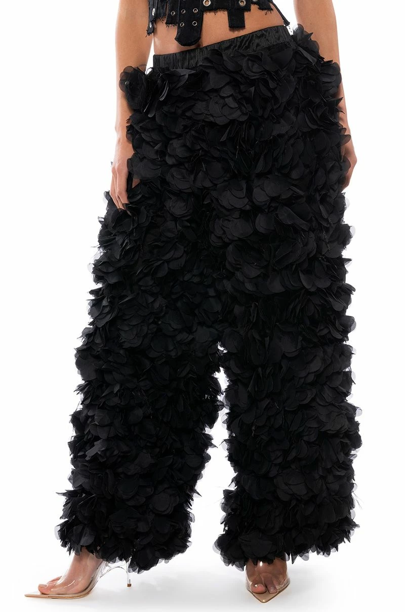 GARDEN OF EDEN APPLIQUE PANTS IN BLACK