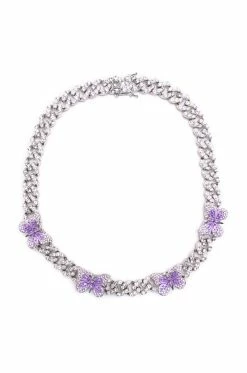 ICED OUT RHINESTONE BUTTERFLY CHAIN NECKLACE