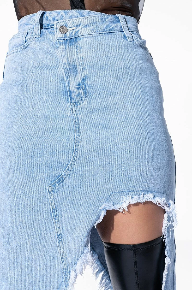 JUST WANNA DANCE HIGH LOW DENIM SKIRT - Image 11