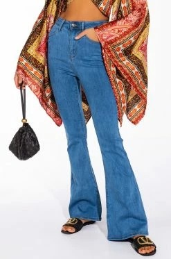 LENA SUPER HIGH RISE FLARE DENIM PANTS