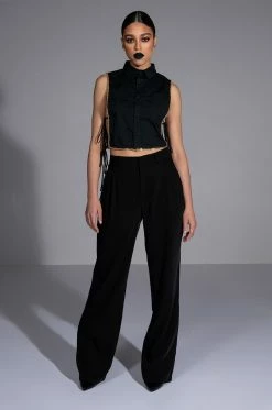 LOGAN WIDE LEG TROUSER IN BLACK