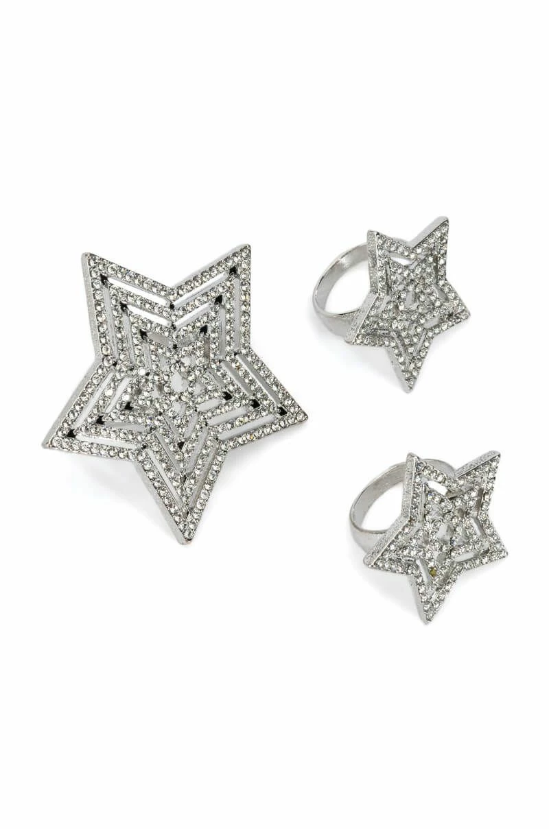 NORTH STAR RHINESTONE RING SET