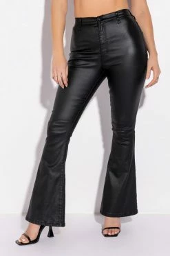 ON DUTY VEGAN LEATHER HIGH RISE FLARE PANTS