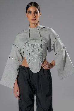 PERSUASIVE CORSET AND CROPPED CONVERTIBLE HOODIE SET