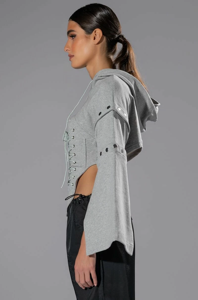 PERSUASIVE CORSET AND CROPPED CONVERTIBLE HOODIE SET - Image 6