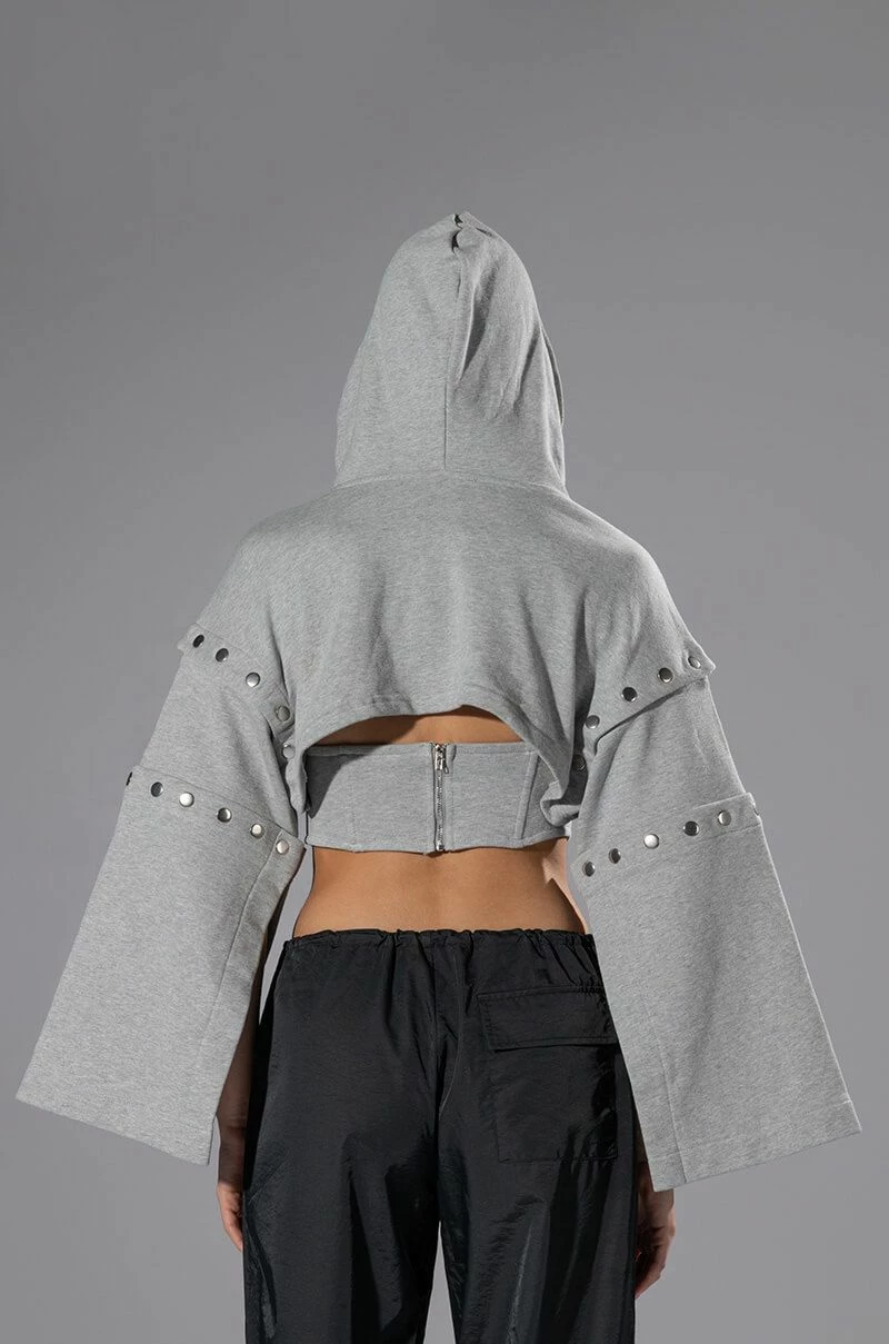 PERSUASIVE CORSET AND CROPPED CONVERTIBLE HOODIE SET - Image 7