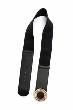 PLUS SIZE BLING RING BLACK WAIST BELT