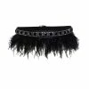 REAL OSTRICH FEATHER EMBELLISHED STRETCH BELT