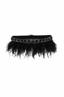 REAL OSTRICH FEATHER EMBELLISHED STRETCH BELT