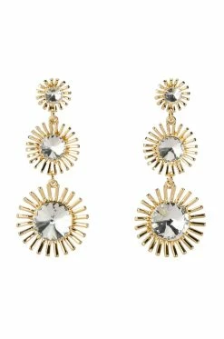 STUNNER STATUS RHINESTONE SUNBURST DROP EARRINGS