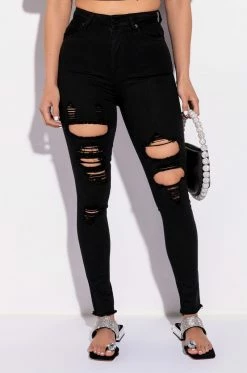 SANDY HIGH WAISTED DESTROYED FRAYED SKINNY JEAN