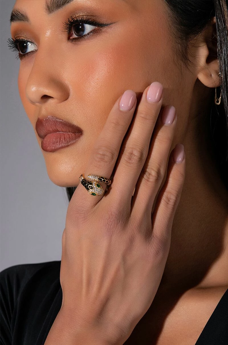 SECRETS RHINESTONE ENAMEL WRAP RING