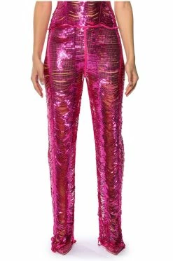 SENORITA EMBELLISHED STRAIGHT LEG PANT IN PINK