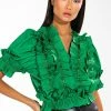 SIMPLY FRILLING RUFFLED SHORT SLEEVE BLOUSE