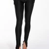 STAR STRETCH RUCHED ANKLE LEGGINGS IN BLACK