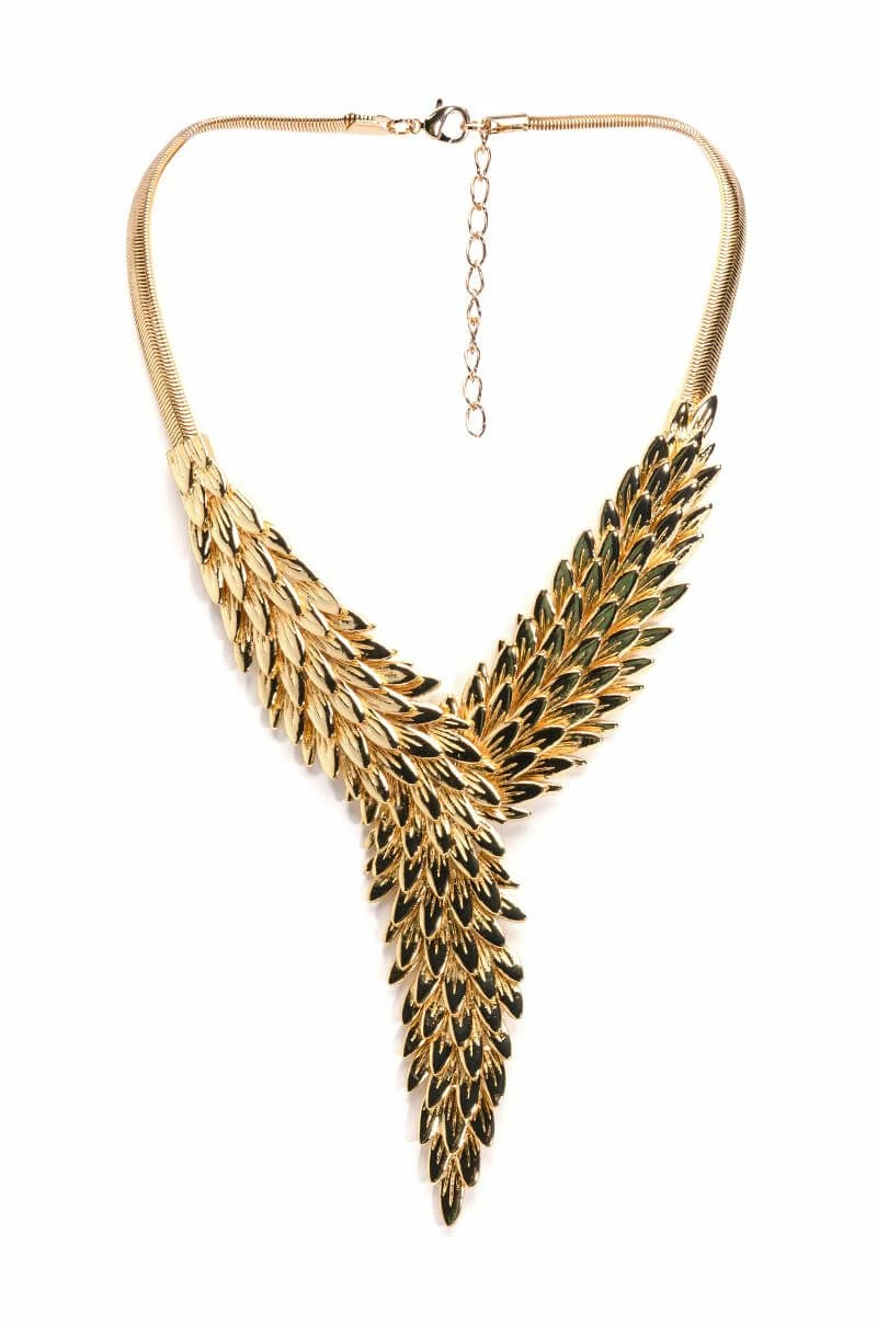 THINK TWICE FEATHER STATEMENT NECKLACE