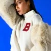UPPER EAST SIDE FAUX FUR SLEEVE SWEATSHIRT